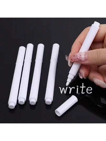 6/9/12pcs White Liquid Chalk Markers, Quick Drying, Easy To Wipe, Suitable For Blackboard, Glass, Windows, Use In School, Office Stationery