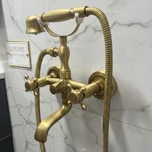 Luksusowy zestaw baterii prysznicowej, podwójna rączka z ręczną słuchawką prysznicową, luksusowy prysznic łazienkowy w stylu vintage, szczelny, łatwy montaż, bateria prysznicowa, luksusowy zestaw prysznicowy, podwójna słuchawka prysznicowa, bateria łazienkowa, prysznic ręczny, łazienka w stylu retro, wystrój łazienki, zawiera akcesoria montażowe - Styl retro z akcesoriami montażowymi - Zobacz 4