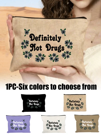 1个印有“绝对不是”字样的趣味药品包 - 多功能、轻便、便携化妆包，适用于慢性病、急救、化妆必需品，帆布材质，不防水，低过敏性，成人适用，趣味多彩设计，易于整理，方便旅行，姐妹礼物，圣诞节和感恩节礼物。