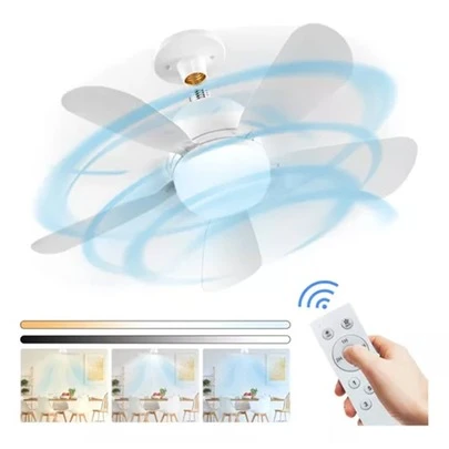 Luz de Ventilador de techo en forma de flor LED,Lámpara de techo con Ventilador,base E27,Con control remoto, 3000K-6500K/brillo regulable,Tres velocidades del viento,40W (40, Vatios)