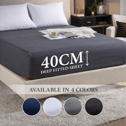 Molorca Queen Fitted Sheet Large Size Solid Color Deep Pocket 16" (40cm) Bedding, Premium Microfiber - Fully Elastic Non-Slip Edges, Super Soft And Noiseless - Easy Care, Shrink-Resistant And Fade-Resistant, Great For Home, Mothers Day Gifts For Mom