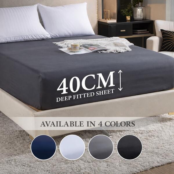 Molorca Queen Fitted Sheet Large Size Solid Color Deep Pocket 16" (40cm) Bedding, Premium Microfiber - Fully Elastic Non-Slip Edges, Super Soft And Noiseless - Easy Care, Shrink-Resistant And Fade-Resistant, Great For Home, Mothers Day Gifts For Mom