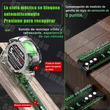 Cinta Metrica Flexometro Regla Retractil Fluorescente 10m,cinta métrica duradera y de alta precisión - A - Ver 5