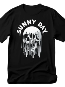 Cotton Sunny Skeleton Halloween Printed Short Sleeve Soft Comfortable Breathable Street Hip Hop Daily Sports - 黑色1 - 查看 1