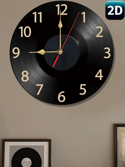 1 pieza Reloj de pared silencioso de 10 pulgadas/12 pulgadas - Diseño minimalista de fonógrafo, reloj de pared de arte geométrico onírico adecuado para sala de estar, dormitorio, cocina y decoración del hogar, regalo perfecto y decoración navideña, temporizador silencioso con marco de madera, decoración de pared de cocina | Reloj de pared minimalista | Reloj de pared con marco de madera, decoración de pared