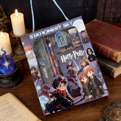 6-Piece Harry Potter Stationery Set (Includes Pens, Ruler, Pencil Sharpener, Eraser, And Notebook) | Must-Have School Supplies & Desk Accessories For Harry Potter Fans | Perfect For Back-To-School, Office, Party Favors For Kids & Goodie Bag Stuffers