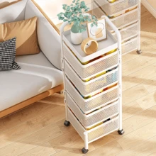 Portable Rotating Storage Rack With Wheels, Available In Two Colors / Smooth Rotation For Easy Access / Silent Rolling, Non-Disturbing / For Bedroom Makeup / Study Stationery / Balcony Plants / Rotating Storage Shelf / Silent Mobile Rack / Bedroom - White - View 7