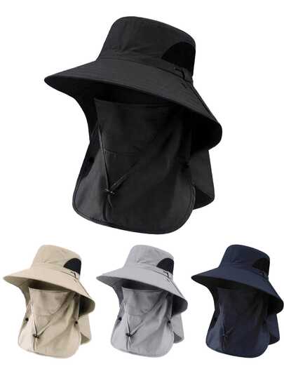 1 chiếc khăn quàng cổ chống nắng màu trơn unisex, vành rộng, thích hợp cho hoạt động ngoài trời, câu cá, leo núi, câu cá, đi dạo hàng ngày, leo núi, câu cá.