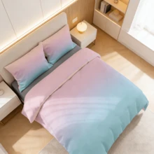 2/3 Piezas Juego de Ropa de Cama de Color Degradado, Tamaños Twin/Full/Queen/King, 1 Edredón con 1/2 Fundas de Almohada, Sin Edredón/Edredón Interior y Sin Relleno, Para Todas las Estaciones, Suave y Duradero, Lavable a Máquina, Decoración de Dormitorio, Regalo para Ocasiones Especiales - Rosa - Ver 1