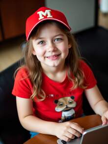 1 PC Children 26 Alphabet Personalized Sun Hat Baseball Caps Girls Boys Snapback Hat Adjustment Outdoor Casual Sun Hats 8-16Y - Red - View 3