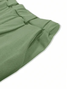 Pantalones de unicolor con cordón, de uso versátil y casual - Verde - Ver 4