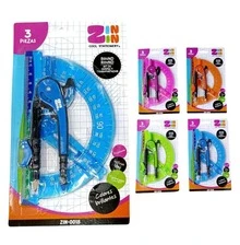 Kit de Geometría Completa ZIN: Compás + Regla + Lápiz, Colores Brillantes, ¡Listo para Dominar tus Tareas Escolares! - Conjuntos - Ver 6