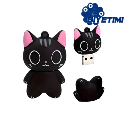 BIYETIMI 128GB Unidad flash USB con diseño de gato negro lindo, 64GB Unidad flash USB con diseño de cachorro de dibujos animados, 32GB Unidad flash USB, 64GB Unidad flash USB, regalo para niñas