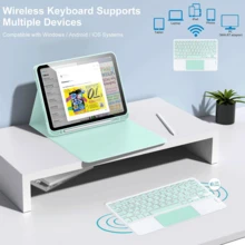 Detachable Rechargeable Touchpad Keyboard Case With Pen Slot, Compatible With Samsung Galaxy Tab / IPad / Redmi IPad SE, Magnetic Bluetooth Keyboard Cover (Mint Green) - Mint Green - View 4