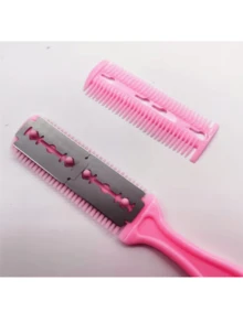 2pcs Women's Professional Haircut Set - Easy To Use Trimmer And Guide Comb For Bangs, Layers, And Bobs - Home Styling Tool, Pink, Hair Brush, Comb, Hair Accessories, Suitable For Salon, Beauty Salon, Travel, Back To School, Vacation, Women Hair Accessories, Brush, Hair Brush, Edge Brush, Comb, Detangling Brush, Ball Brush - Multicolor - View 16