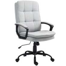 Office Chair: Ergonomic Office Chair With Armrests, Swivel Chair With Adjustable Height, With Rocker Function, Linen Material, Softback Computer Chair, Gray - Grey - View 1