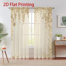 2pcs Spring Sheer Curtains, Elegant Floral Patterns, Home Decor Window Screens - Pole Pocket Sheer Curtains, Suitable For Living Rooms, Bedrooms, Kitchens Or Dining Rooms, All Season Use - Multicolor - View 2