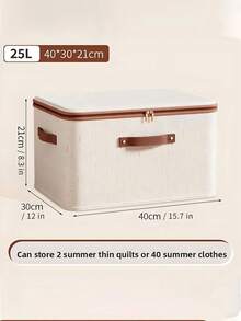 [Delivery Within 2-7 Days In The United States]1pc Dustproof Storage Box With Lid Large Capacity Foldable Clothes Storage Box Double Thickness Moisture-Proof Storage Box, Under-Bed Storage Collapsible Closet Organizer Container, Fabric Organizer Box With Handles, Decorative Storage Boxes With Lids For Organizing Clothes, Books, File, White, Medium Torage Bins With Zipper Lid, 25L Foldable Clothes Organizing Bins With PU Leather Handles, Breathable Cotton Linen Fabric Storage Box For Closet, Wardrobe (Washable) (Large 40 * 30 * 21cm) Perfect For Bedroom, Vanity Table, Closet, Gift For Girls, Women, Birthday, Christmas, Holiday Season, Festival Decor, Stylish Ideal Gift Basket Storage Organizer Bathroom Essentials House Essentials Cruise Essentials Travel Containers Bathroom Storage - Multicolor - View 14