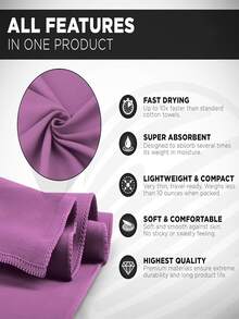 Juego de toallas de microfibra de secado rápido de tres piezas, toallas deportivas, adecuadas para la decoración del gimnasio y del baño de verano. - Rojo violeta - Ver 8