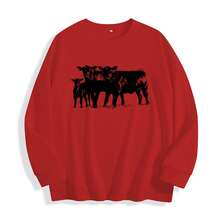Cute Cow Shirt Gift For Farmers, Animal Lover Gift, Western Country T-Shirt, Cow Lover Sweatshirt, ,Farm Animal Sweatshirt,Farm Love Sweater - Đỏ - Xem 2