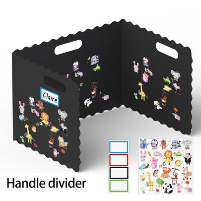 1pc Plastic Desk Partition Board With DIY Animal Stickers, Student Desk Privacy Divider, Exam Anti-Cheating Shield, Art & Craft Supplies, Suitable For School And Office