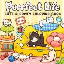 1pc 48 Pages 230g Purrfect Life Adult Coloring Book - Cats Daily Life + Cozy Home Illustrations, Adult Stress Relief Toy, Children's Educational Toy, Family Bonding, Coloring Book DIY To Cultivate Thinking Ability, Suitable For Stationery, School Supplies, Great Gift For Girls - View 11