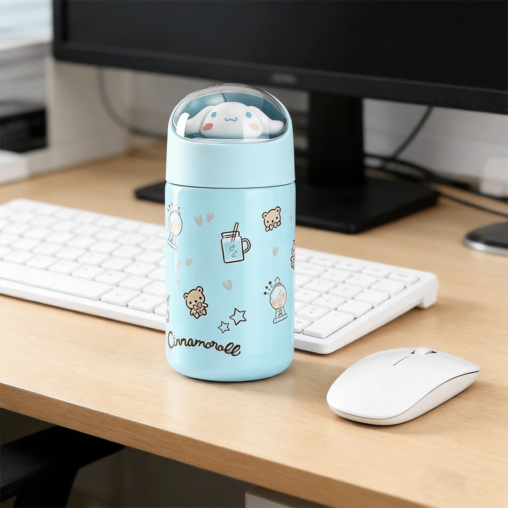 Miniso 名创优品三丽鸥系列保温杯,可爱卡通肉桂狗图案,不锈钢真空保温杯,水瓶,生日圣诞礼物,280毫升/9.47盎司 - 藍色 - 查看 1