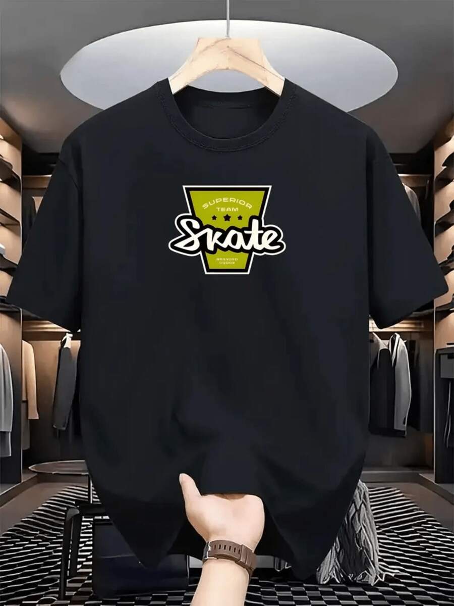 Camiseta casual de verano para hombre con estampados de moda, top versátil. - Púrpura polvoriento - Ver 1