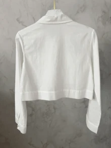 Casual Linen Shirt And Skort Set | With Belt And Pockets | Breathable Fabric - trắng - Xem 6