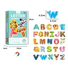 Letras magnéticas grandes, imanes de refrigerador del alfabeto ABC 26 PIEZAS con lindos animales en mayúsculas de colores, juguetes educativos de ortografía y alfabeto magnético para el refrigerador, relleno de canasta de Pascua para niños pequeños y niños - letra mayúscula - Ver 2