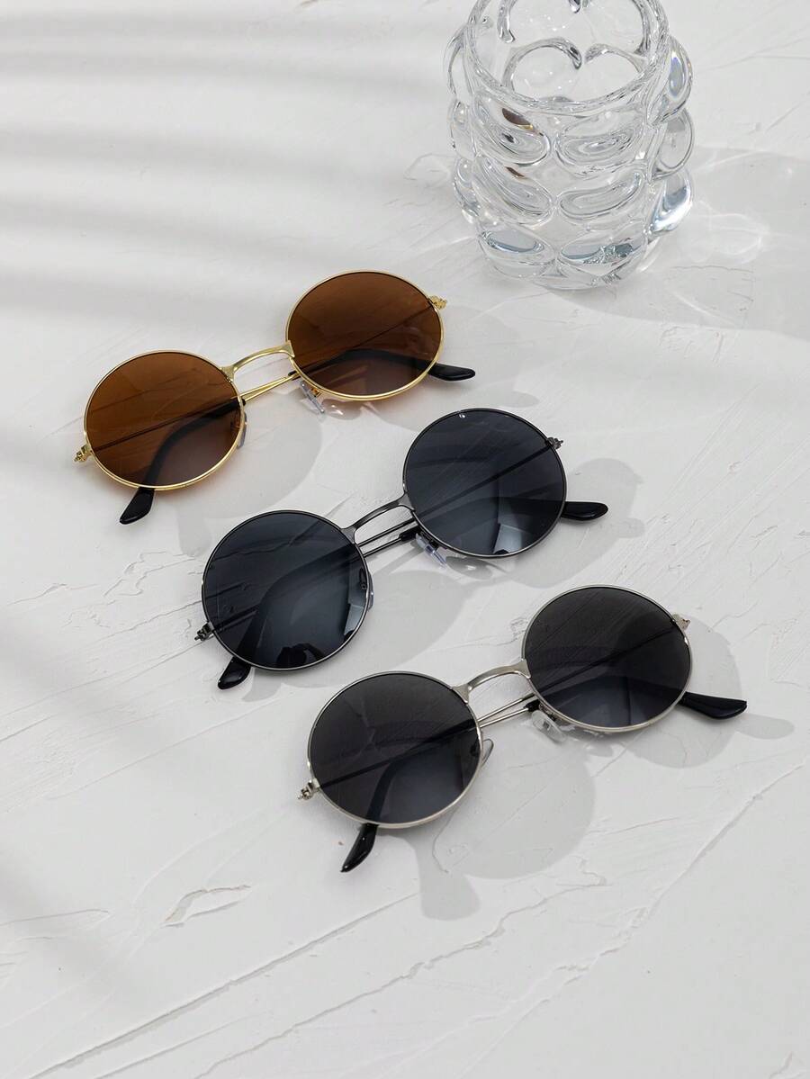 3 Packs Kids' Gold Rim Black Frame Metal Glasses Hypoallergenic Lightweight Eyewear For School, Costume Parties & Holiday Gifts - Multicolor - View 1