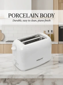SOKANY 2-Slice Toaster With Extra Wide Slots, Stainless Steel Body, 6 Browning Settings, 700W Power, Compact Design, Removable Crumb Tray And Cancel Button, Auto-Eject Function For Easy Cleaning, Suitable For Dorm, Home And Apartment. Can Toast Bread, Bagels, Waffles And More. White Exterior Makes It A Perfect Valentine's Day Gift. - EU E Type Plug(220-240V) - View 5
