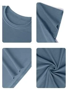 Tween Boys Casual Printed Crew Neck Short Sleeve T-Shirt, Summer Top - Dusty Blue - View 4