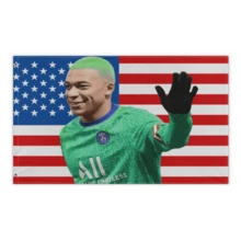 Football Star Kylian French Mbappe Flag Wall Hanging Banner USA Flag 3X5 Ft Funny Banner Polyester With Brass Grommets,Funny Flag Decorations,Flag For Room, Dorm, Outdoor - Pink - View 2