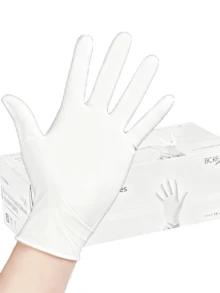100/50/4 chiếc găng tay nitrile dùng một lần màu hồng, không bột, không latex, găng tay vệ sinh gia đình, găng tay chống thấm nước, thích hợp cho nhà bếp, nhuộm tóc, thẩm mỹ viện, chống thấm nước, chống tĩnh điện, dùng cho thực phẩm, màu đen, trắng, hồng, tím (không latex, găng tay ngón tay, thích hợp cho nhà bếp, phòng tắm, nhà vệ sinh, phòng khách, v.v.) (Đóng gói để tránh hư hỏng) - trắng - Xem 1
