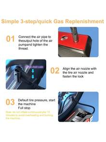 1 Peça Auxiliar de Partida Portátil para Carro, Equipado com Compressor de Ar, Luz LED de Emergência e Fonte de Alimentação, Pode Inflar Pneus, Bolas, etc. Rapidamente. Pode Carregar Rapidamente Telefones, Laptops, Carros, Caminhões, RVs, etc. Inclui Bolsa de Armazenamento, Carregador de Bateria de Carro | Bateria de Alta Qualidade | Funções Avançadas! Melhor Ferramenta de Emergência! - Multicolorido - Visão 8