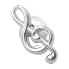1pc Music Note Casual Copper Brooch, Suit Shirt Collar Sweater Accessory - Silver - View 5