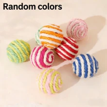 Sisal Scratching Cat Ball With Bell, Interactive Self-Play Teaser Toy For Cats & Kittens - Random Color - View 6