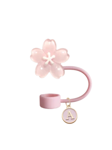 Bouchon de paille portable avec pendentif A-Z et décoration délicate de fleur de cerisier, accessoire de tasse à paille, couvercle de paille réutilisable en silicone anti-poussière, bouchon de paille, convient pour le bureau, le restaurant, le café, la cuisine, la chambre, les vacances, le camping, fournitures de voyage essentielles pour le printemps et l'été. Cadeau d'anniversaire, accessoire de mariage, cadeau de rentrée scolaire, cadeau de la fête des enseignants, cadeau de la fête des mères - Multicolore - Voir 20