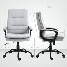Office Chair: Ergonomic Office Chair With Armrests, Swivel Chair With Adjustable Height, With Rocker Function, Linen Material, Softback Computer Chair, Gray - Grey - View 4