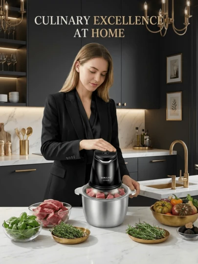  SOKANY 7020 Electric Meat Grinder, Can Chop Vegetables And Crush Garlic, Make Garlic Paste, 2L Large Capacity, 400W High Power Fast Mixing, 304 Stainless Steel Chopping Blade, Suitable For Chopping Vegetables, Onions, Garlic, Fruits, Nuts, Salad And Dough Mixing, Suitable For Household Kitchen Appliances