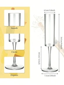 1/5pcs 6oz Reusable Plastic Champagne Flutes, Insulated Acrylic Wine Glasses, Shatterproof Cocktail Cups For Christmas Party, Wedding, Birthday, Anniversary, Home And Bar Use - Multicolor - View 11