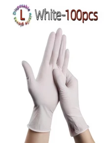 White Disposable Nitrile Gloves, Latex-Free & Powder-Free, Textured Fingertips, Suitable For Cooking & Cleaning, Medium Size - White - View 9