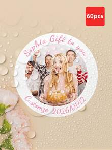 1-100pcs Customized Photo Stickers Labels, Waterproof Oil-Resistant, Birthday Party Stickers, Candy Packaging, Food Packaging, Applicable For Weddings - Multicolor - View 37
