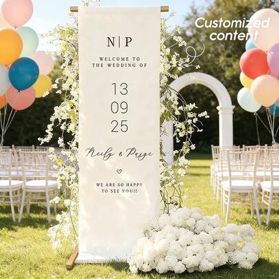 Personalized Wedding Welcome Sign, Modern Wedding Welcome Banner, Customized Fabric Wedding Banner, Boho Wedding, Bridal Shower Sign, Customized Name Wedding Sign, Minimalist Welcome Sign, Fabric Welcome Sign, Wedding Decor, Customized Fabric Wedding Sign