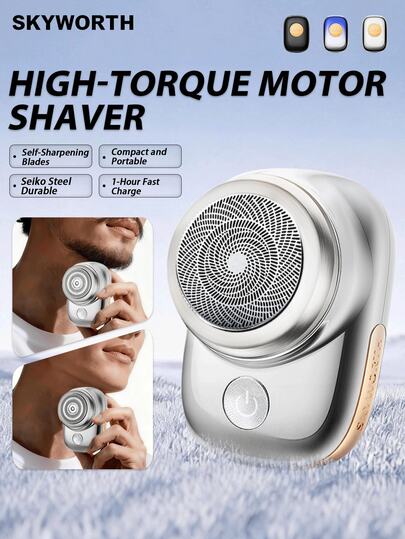 SKYWORTH 250mAh High Capacity Battery Electric Shaver, IPX7 Waterproof, Wet & Dry Use, Fully Washable, 1 Stainless Steel Blade, One-Touch Start, Available In Silver, Black And Blue, Suitable For Shower, Travel, Camping, Gym, Office, Bathroom, Bedroom And More