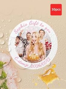 1-100pcs Customized Photo Stickers Labels, Waterproof Oil-Resistant, Birthday Party Stickers, Candy Packaging, Food Packaging, Applicable For Weddings - Multicolor - View 40