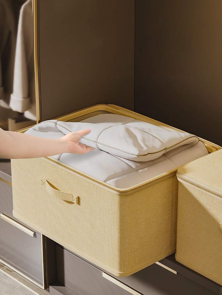 1个大容量可折叠带盖收纳盒，家用衣柜折叠收纳盒，可用于存放衣物、毯子、裙子、裤子、鞋子、靴子，卧室收纳，家用收纳 - 彩色 - 查看 2
