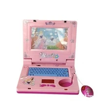 Computadora portátil de simulación mini para niños, máquina de aprendizaje, tableta musical, máquina de lectura de historias, interactiva entre padres e hijos, juguete educativo inteligente multifuncional, regalo de cumpleaños para niños y niñas - Rosa - Ver 2