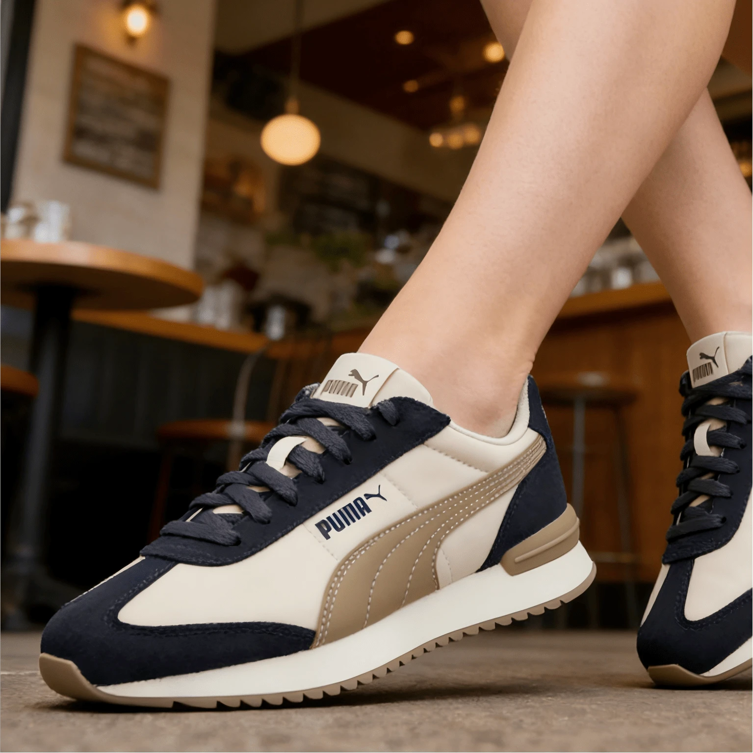 Puma 男鞋女鞋 情侶款情侶鞋情侶跑步鞋R78系列休閒鞋輕便舒適運動鞋 - 白-橡樹棕-銀河灰 - 查看 1
